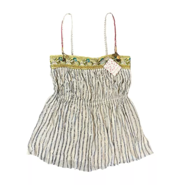 NWT Free People Top Metallic Beaded Convertible Strapless Boho Tank Size M Top