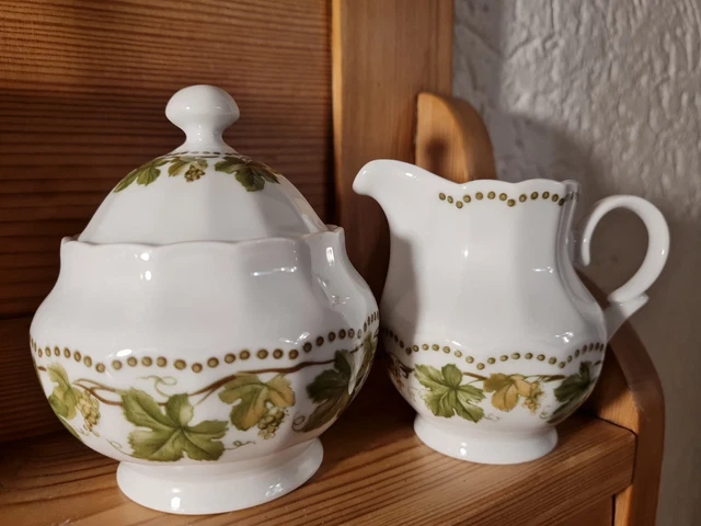 Set Zuckerdose + Milchkännchen Weinlaub Eschenbach Porzellan Wein-Traube Winzer