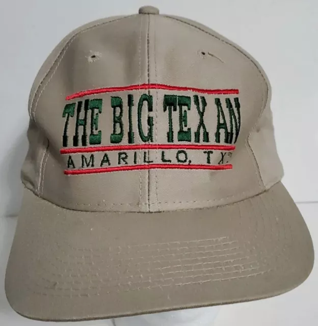 The Big Texan Amarillo Texas Adjustable Tan Snapback Hat Ballcap Ships Fast