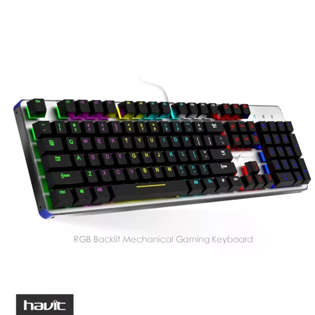 Teclado Mecánico Gaming Retroilumindado Con Cable Rgb Juegos Pc Hv-Kb366L Havit