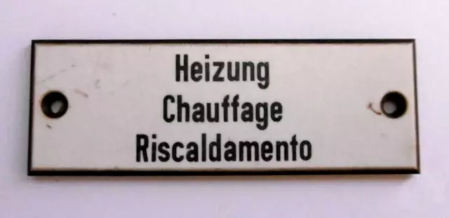 altes Bahnschild Heizung Chauffage Riscaldamento Hinweis-Schild DB Zug Plastik