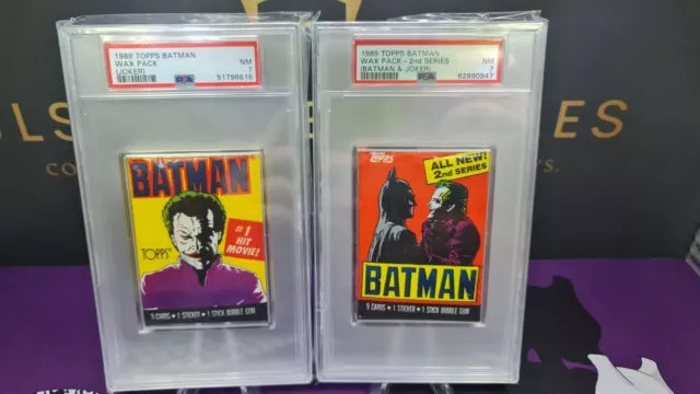 Graded Psa 7 Batman Topps Wax Pack 1989! Joker Artwork Series 1. Batman Series 2
