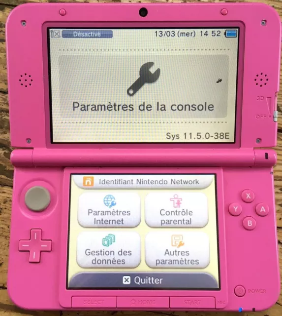 CONSOLE NINTENDO 3DS XL ROSE FONCTIONNELLE BON ÉTAT D'OCCASION 11.5.0-38E works!