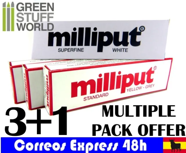 Masilla Milliput COMBOx4 packs: 3x Milliput Grey + 1x Milliput White - Warhammer