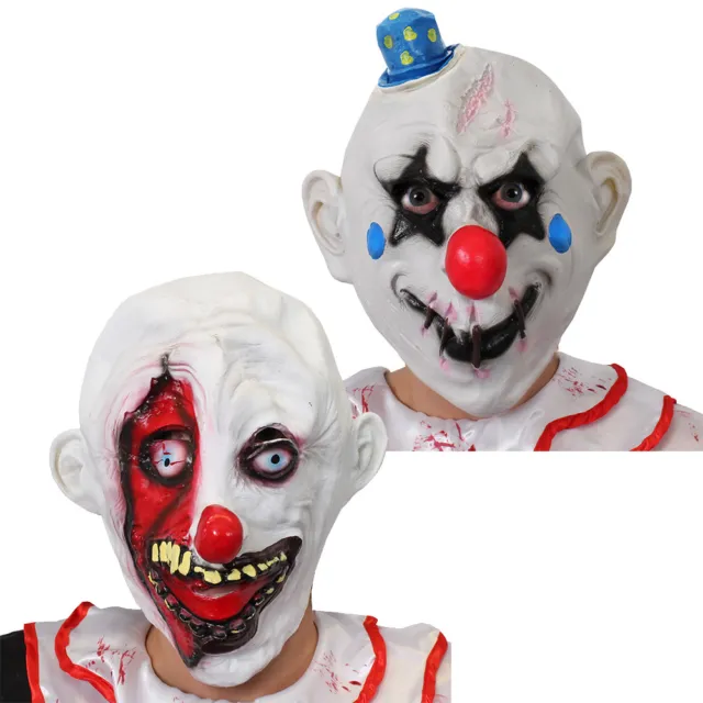 Clown Mask Halloween Latex Killer Twisted Scary Horror Fancy Dress Party Costume