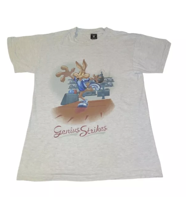 Vtg 1999 Warner Bros Studio Store Wile E. Coyote Genius Strikes T-Shirt - Size M