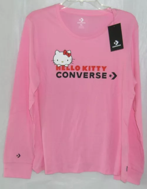 Converse Hello Kitty Long Sleeve  Pullover Tee Pink LADIES SIZE XL NWT