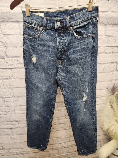 Gap Cheeky Straight High Rise Women's Jeans Size 27/4 Distressed Dark Wash Jeans