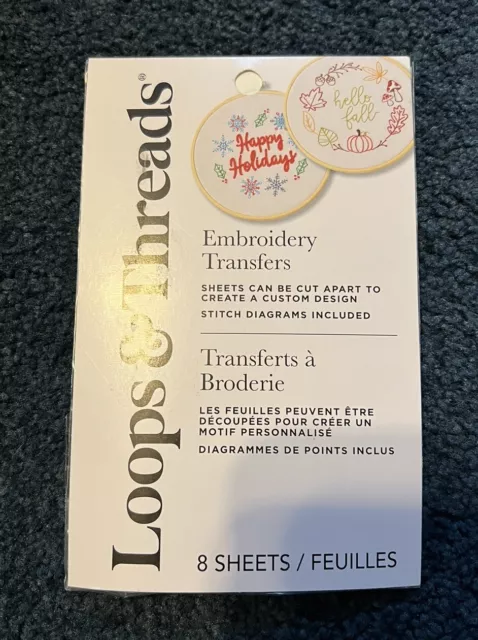 NEW Loops And Threads Embroidery Transfers 8 Sheets Of Holiday Patterns #713295