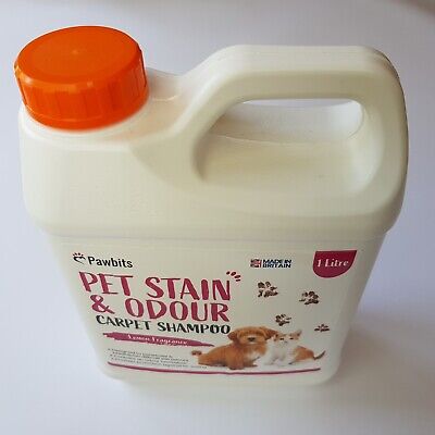 Champú para alfombras domésticas Pawbits mancha y olor limón fragancia perros gatos 1 litro