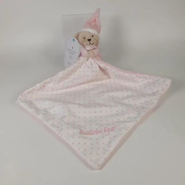 Mothercare Pink  Bedtime Bear Blankie Baby Comforter Tiny Pink Stars  Bnwt