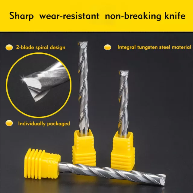 6mm Solid Carbide 2 Flute Spiral Router Bit End Mill Up Cut - Acrylic Hard Woods