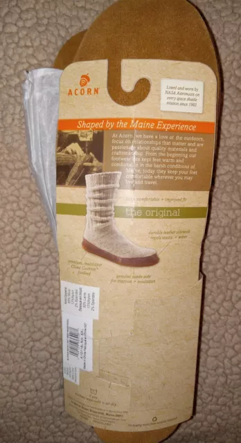 Acorn Slipper Socks Men's Size 12-13 Gray Ragg Wool Brown Leather Soles NEW 2