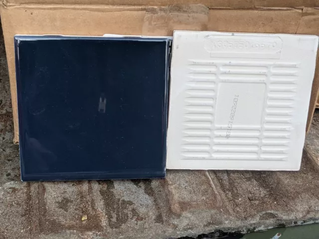 4 pieces 4 1/4 Ceramic Wall Tile American Olean 117 Navy Blue Solid Gloss USA