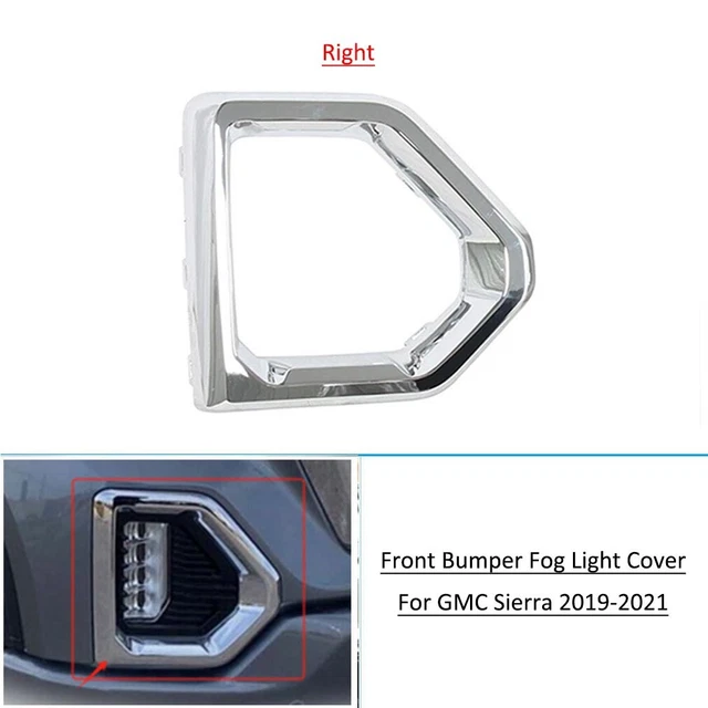 FOR GMC SIERRA 2019-2021 Front Bumper Fog Light Bezel Cover Grille ...