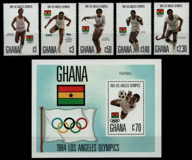 Ghana 1984 - Mi-No. 1048-1052 A & Block 109 ** - MNH - Olympia Los Angeles