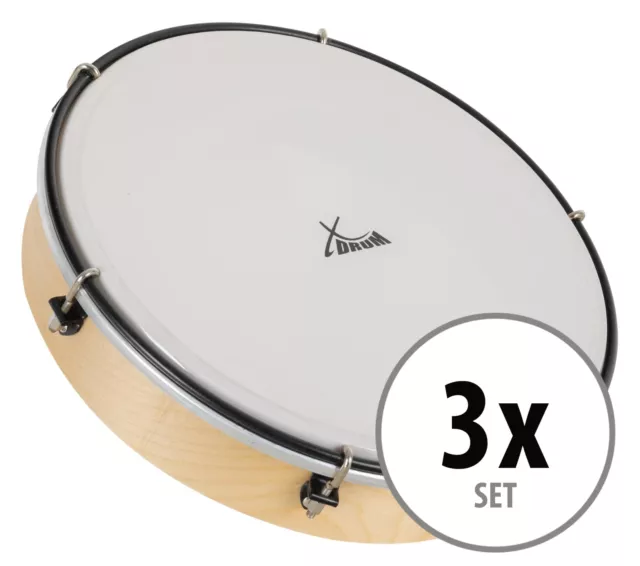12" Hand Trommel Rahmentrommel Frame Drum Percussion Tamburin Kunststoff 3x Set