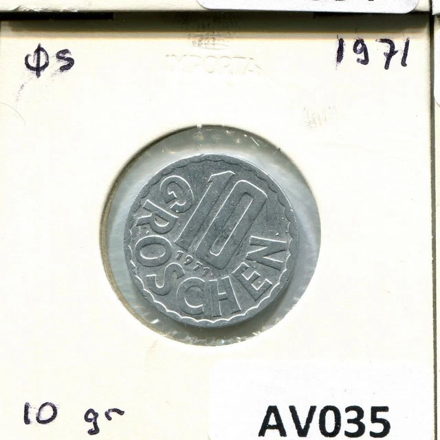 10 GROSCHEN 1971 AUSTRIA Coin #AV035C 3
