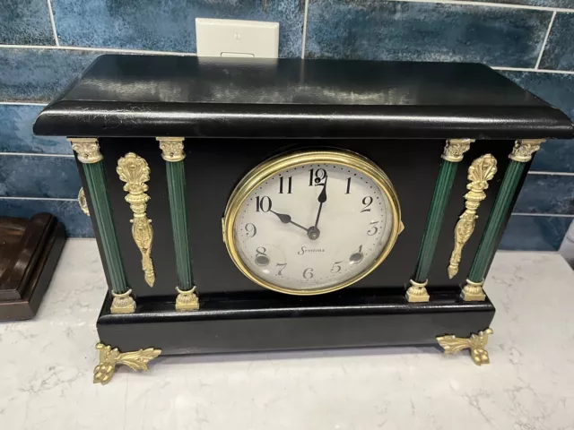 Antique Sessions Black Mantle Clock. fully restored inside and out Beautiful !