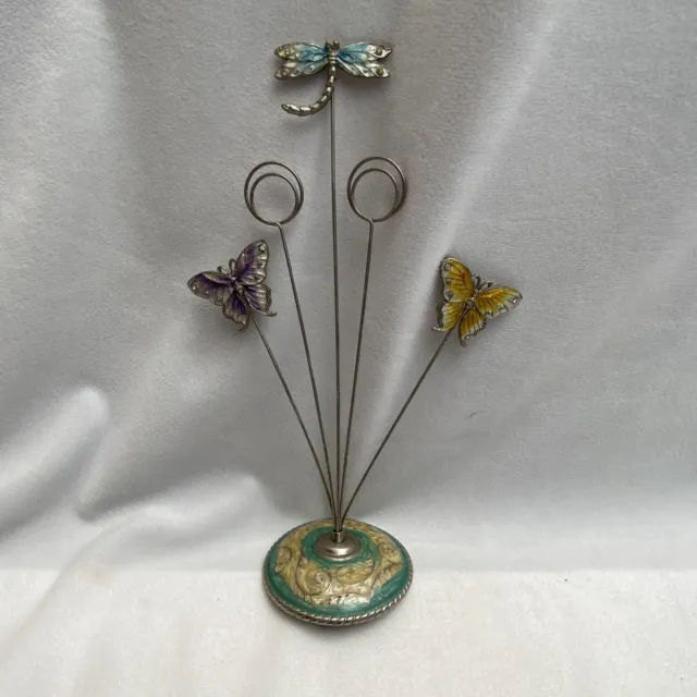 Rue Moliere Photo Clip Holder Dragonfly & Butterfly Turquoise Purple Crystals
