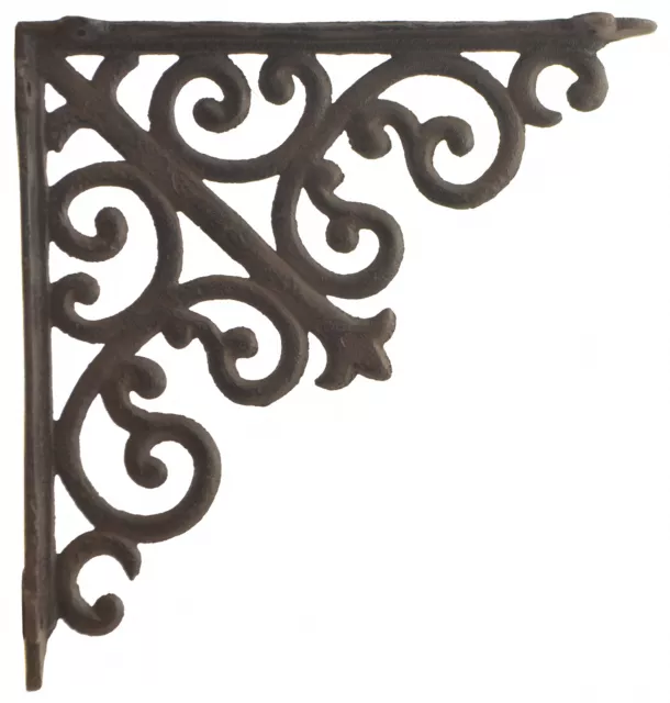 Cast Iron Wall Shelf Bracket Ornate Brace 10" Deep