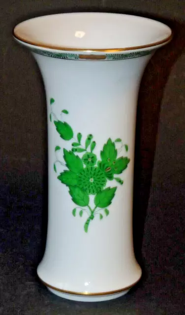 Herend Apponyi Grün Vase Porzellan 7037 / AV Handarbeit H. 16,8 cm 1. Wahl