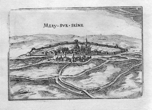1630 - Méry-sur-Seine Aube Champagne-Ardenne map carte Kupferstich gravure