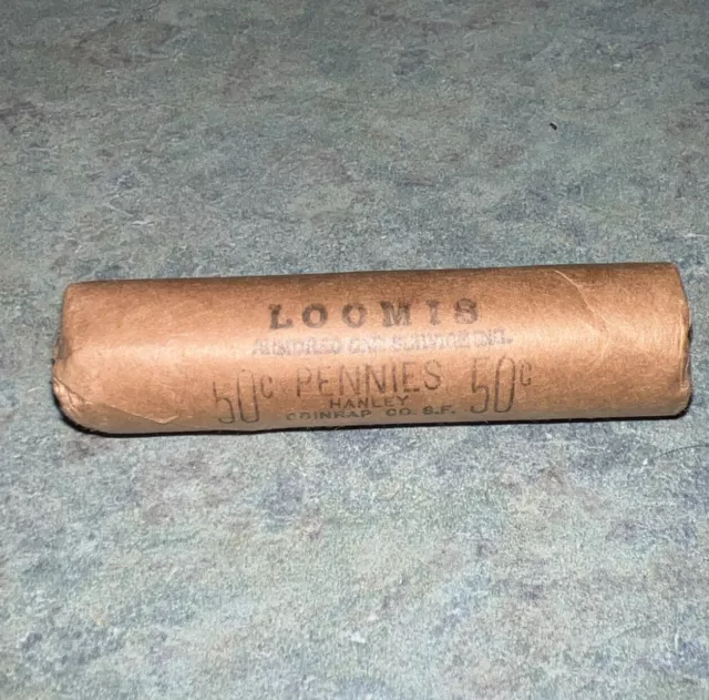 1968 D Lincoln Cent Original Bank Wrap Roll Obw Loomis Wrapped