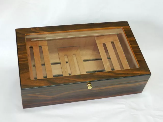 Humidor Scatola Cofanetto Vetrina Portasigari Legno Umidificatore J110