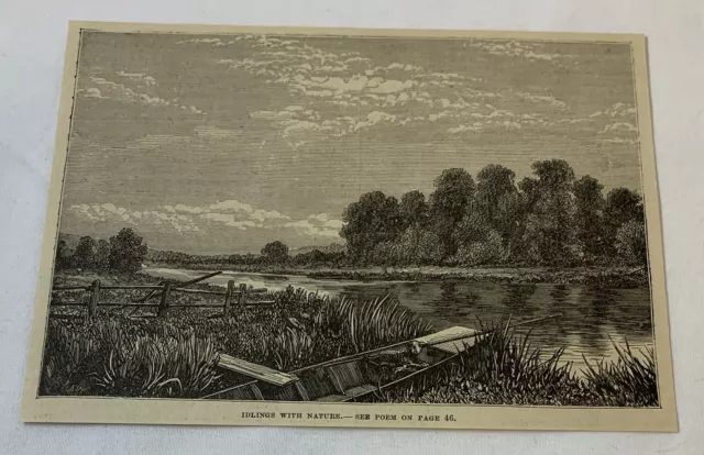 1878 Rivista Incisione ~ Idlings Con Natura ~ Piccolo Barca Su Spiaggia Di