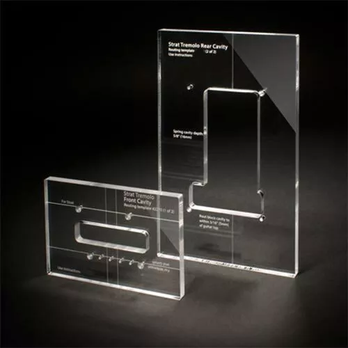 Routing Template Set - Stratocaster Guitar Tremolo Cavities - Clear Acrylic