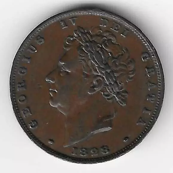 King George IV (4th) 1828 Coinage Farthing 1/4d Georgian British Coin