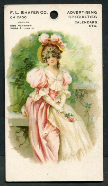 CHICAGO ~ F. L. SHAFER, Advertising Calendars ~ TRADE CARD CALENDAR c. 1900