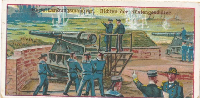 Nr 22915 Titze Kaffee Werbung Sammelbild Litho Küstengeschütz Linz 4,5 x 9 cm