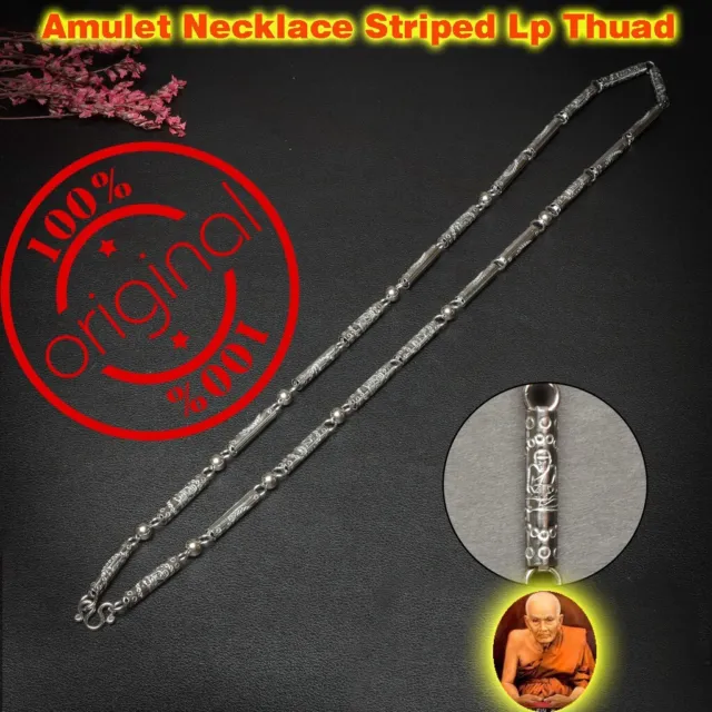 Thai Amulet Necklace Men LP THUAD Stainless Chain Thai Buddha 28"