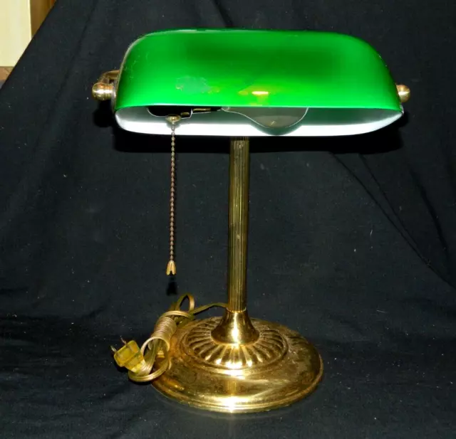Vintage Bankers/Students Desk Lamp, Case Glass & Brass, Ex