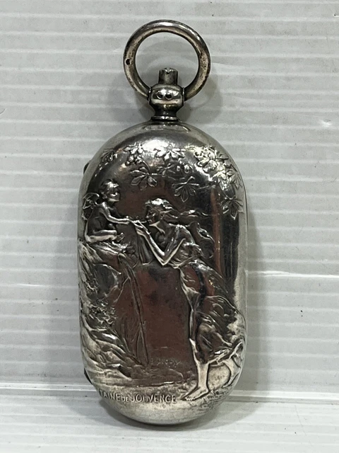 Broche Ancienne Art Nouveau/Jugendstil En Ambre Et Argent 925 - 4.5 Cm - 13.8 Grammes - Occasion