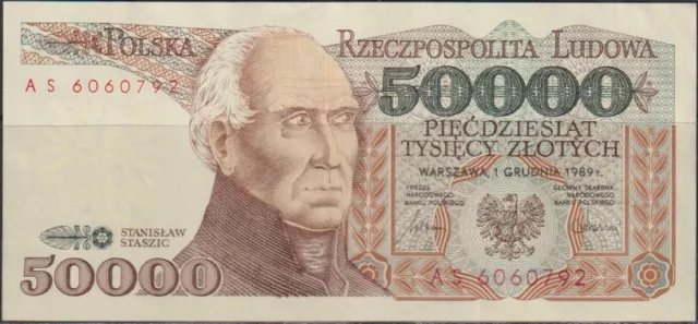 Polonia; 50000 zlotych Stanislaw Staszic/Staszic Palace 1989 AU