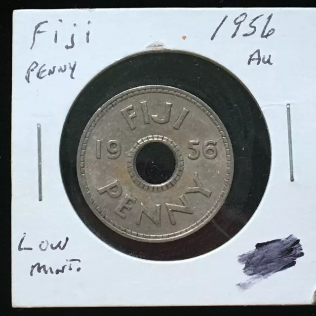 Fiji 1956 Penny KM# 21 LOW MINTAGE ONLY 230,000 AU A324