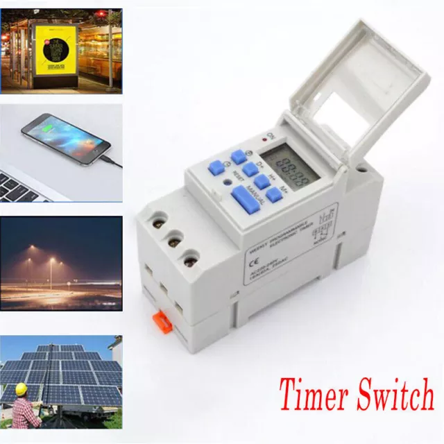 12-220V Time Switch Weekly DIN Rail Mounting Digital Programmable Timer THC15A