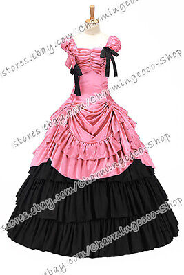 Short Sleeve Tiered Victorian Style Ruffles Gown Old West Saloon Girl Dress