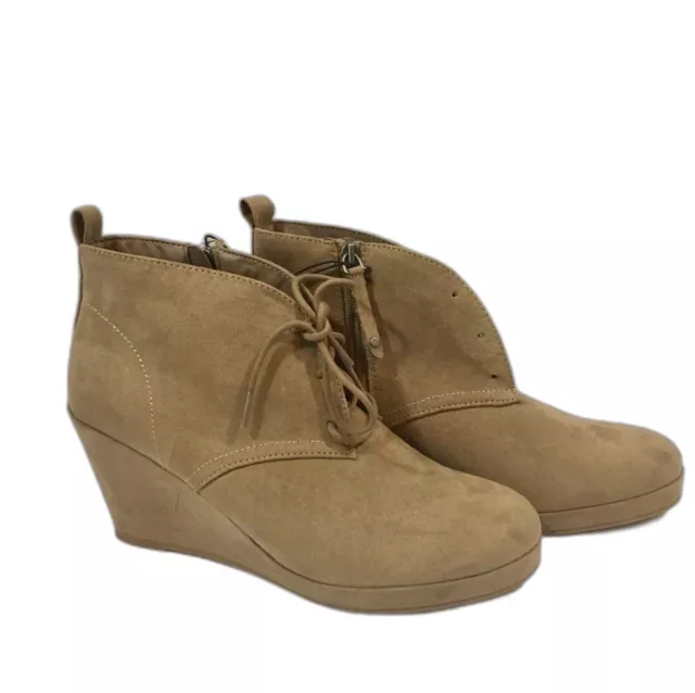 DV BY DOLCE Vita Womens Terri Wedge Booties Lace-Up Light Taupe Size 10 ...