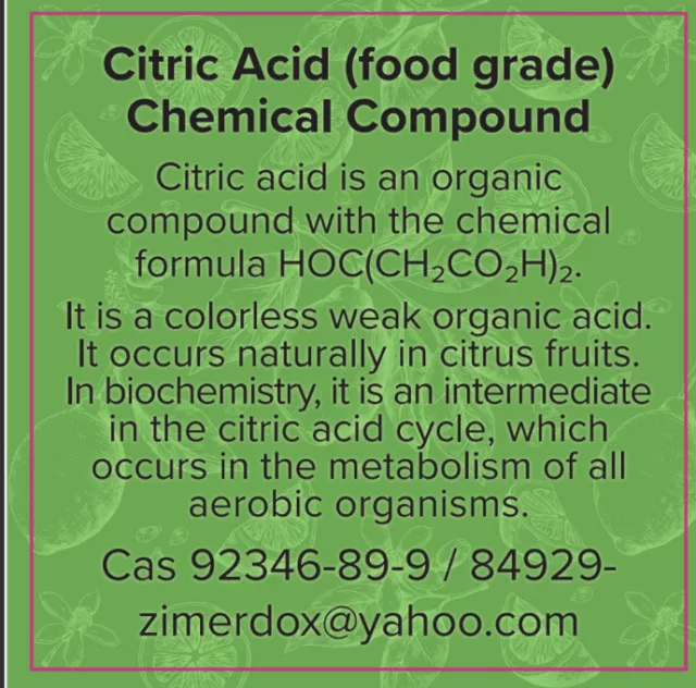High-Quality 1kg  Citric Acid – Food Grade, Cleaning, Bath Bombs, Preservation