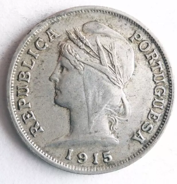 1915 PORTUGAL 10 CENTAVOS - VERY RARE Silver Coin - lot #S28