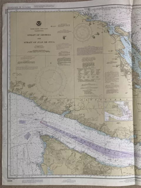 Large Vintage Admiralty Map / Sea Chart United States America Georgia Washington