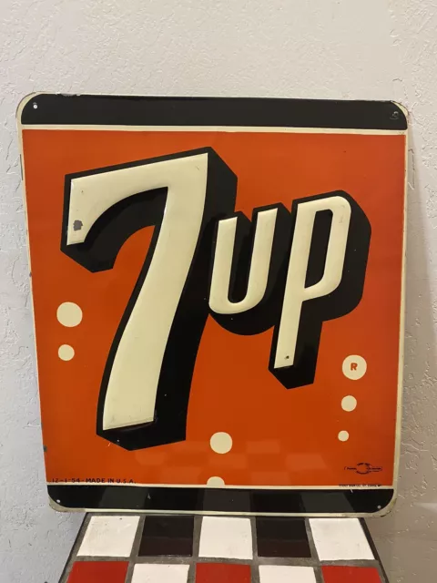 LAST ONE! NOS 1950's 7-UP molded 3D plastic vending sign pre pull
