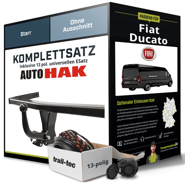 Anhängerkupplung starr für FIAT Ducato +E-Satz (AHK+ES) PKW KIT NEU Anhängerkupplung starr für FIAT Ducato +E-Satz (AHK+ES) PKW KIT NEU