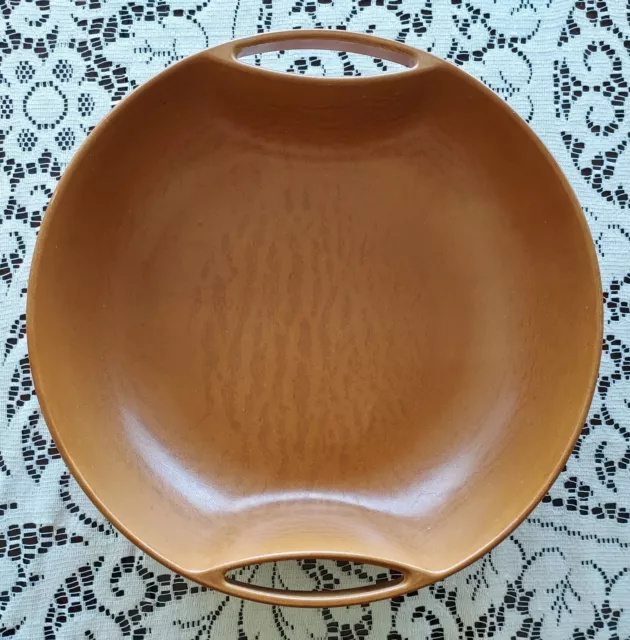 Vintage Ellingers Agatized Wood Large Bowl w/handles MCM Mid Century Modern 50"s
