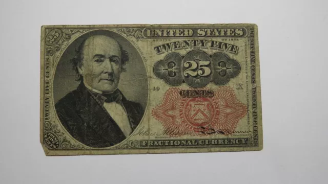 1874 $.25 Fifth Issue Fractional Currency Obsolete Bank Note Bill 5th Good