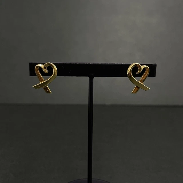 TIFFANY&CO. Gold 750 3.5g Loving Heart Piersed Earrings  /JW0275
